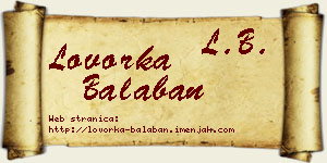 Lovorka Balaban vizit kartica